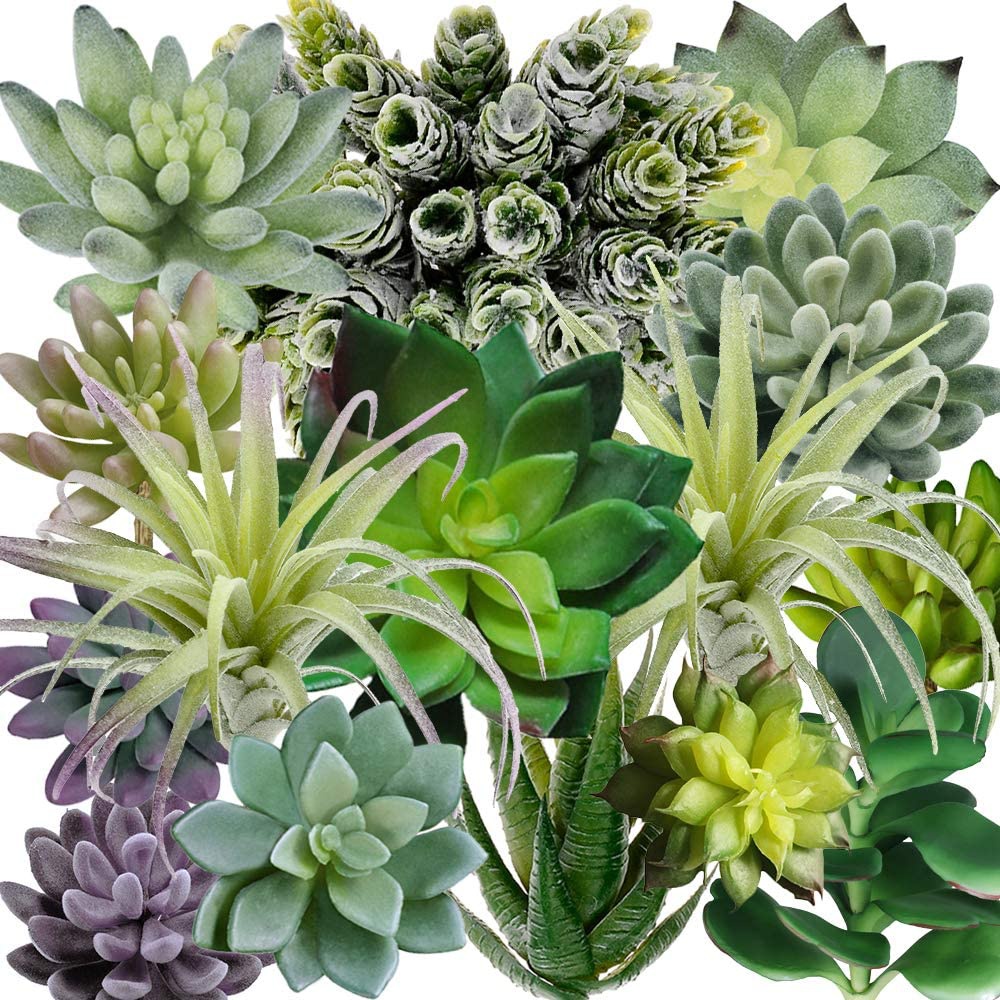 Echeveria Succulent - 15팩 모듬 인조 다육식물 화분 없는
